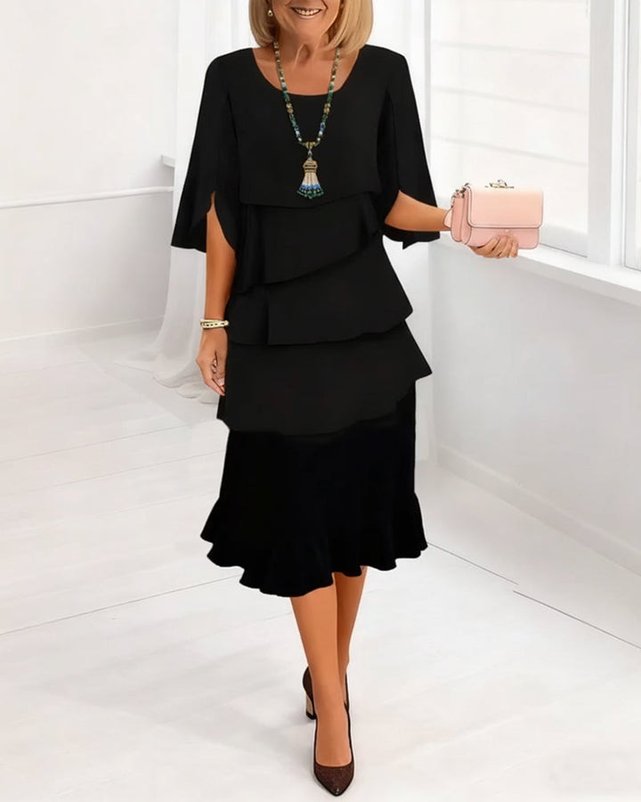 Charlotte™ | Elegant Split-Sleeve Midi Dress